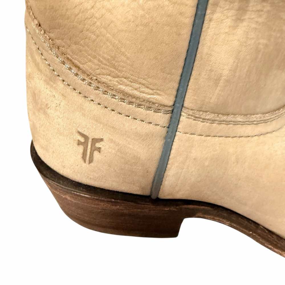 Frye Leather Western Ankle Boots Women 6.5 B Tan Distressed Cowboy Made Mexico - Picture 2 of 16